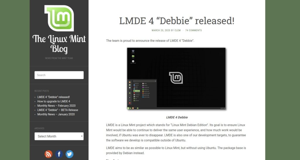 Rilascio di LMDE 4 Debbie