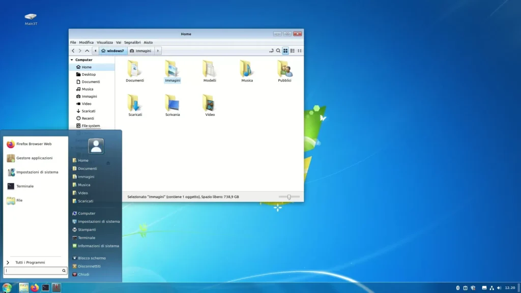 Aspetto e tema di Windows 7 in Linux Mint Cinnamon