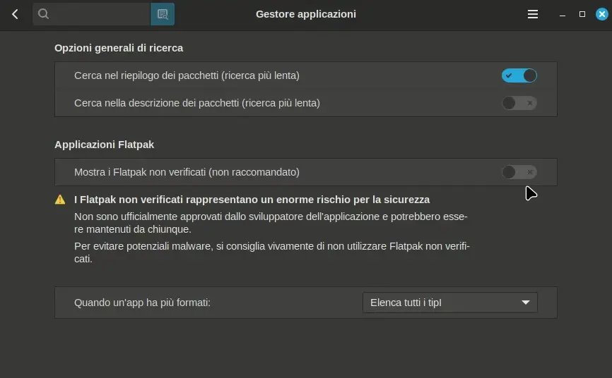 Blocco flatpak non verificati in Linux Mint 22