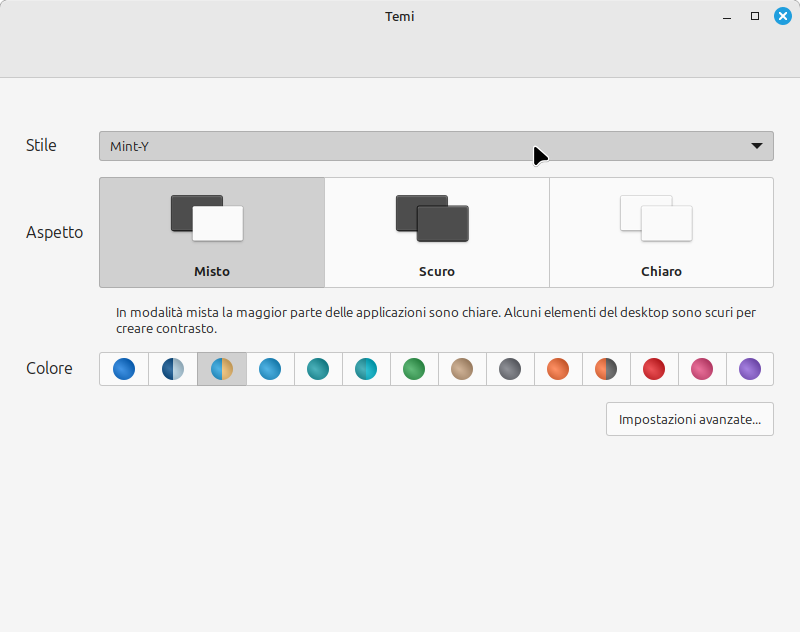 Post installazione di Linux Mint 22: Il selettore di temi