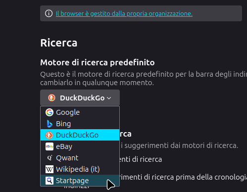 Impostazione di Startpage come motore di ricerca predefinito in Firefox