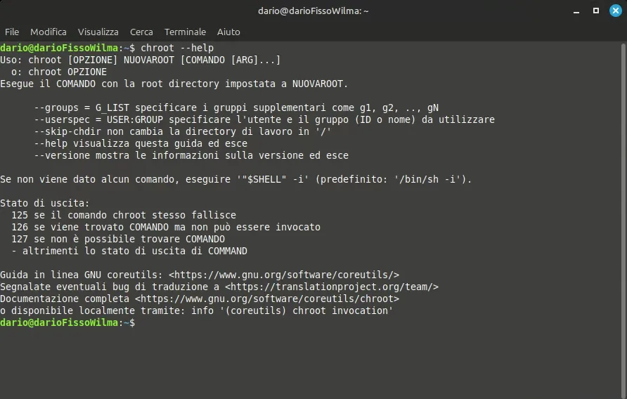 documentazione in linea chroot