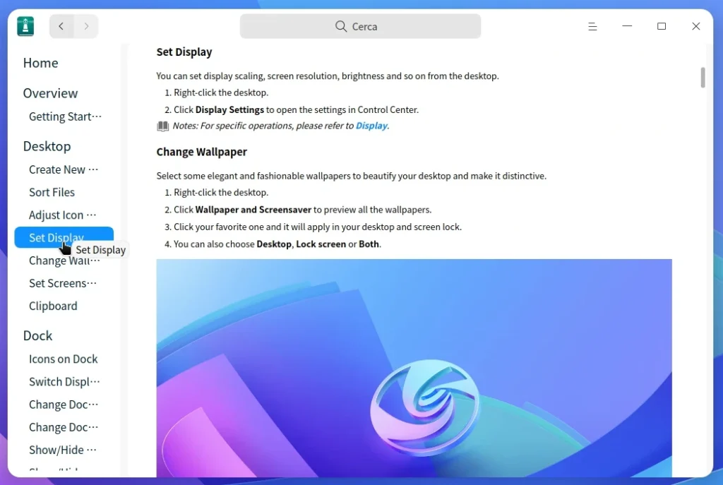 Estratto dall'ottimo manuale integrato in Deepin 23