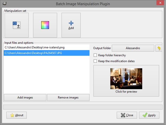 Migliori plugin per GIMP 2.10: Schermata di BIMP per modifiche batch in GIMP