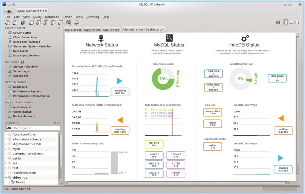 Schermata di MySQL Workbench per Linux