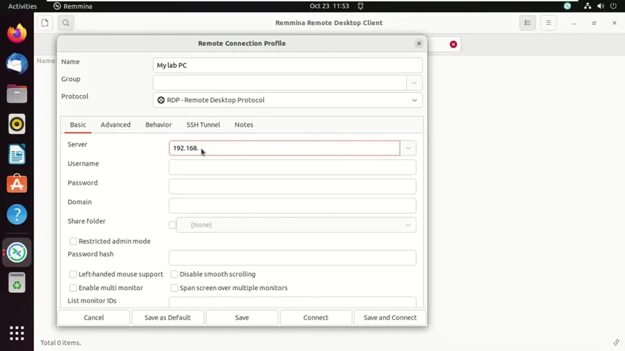 Impostazioni di connessione remota da Linux a Windows con Remmina e RDP